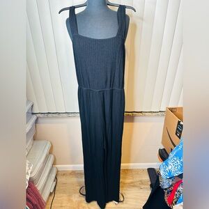 Reformation Black Sleeveless Adjustable Criss Cross Back Wide Leg Jumpsuit SZ XL